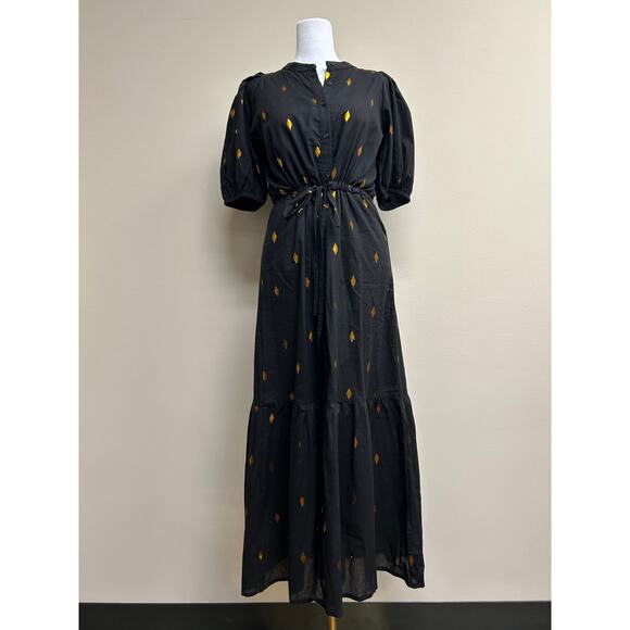 LOVE TOMAS BY EMERSON FRY Gold Leaf Lurex Black Lucy Dress Size XS NWT - Picture 4 of 6